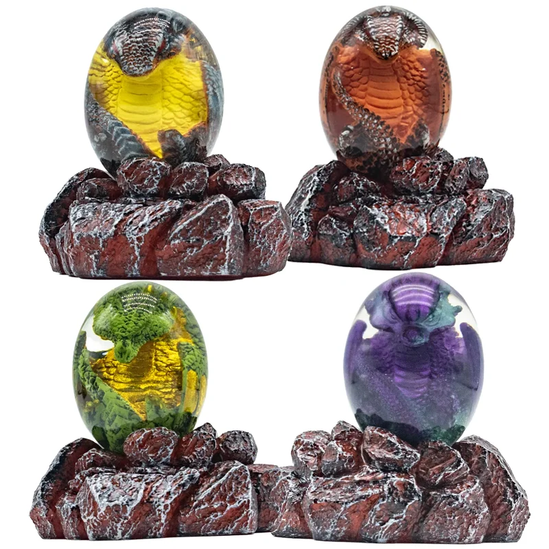 Wholesale Custom Highly transparent resin crafts Dinosaur Eggs Home decor statue Polyresin animal small  figurine Ornaments