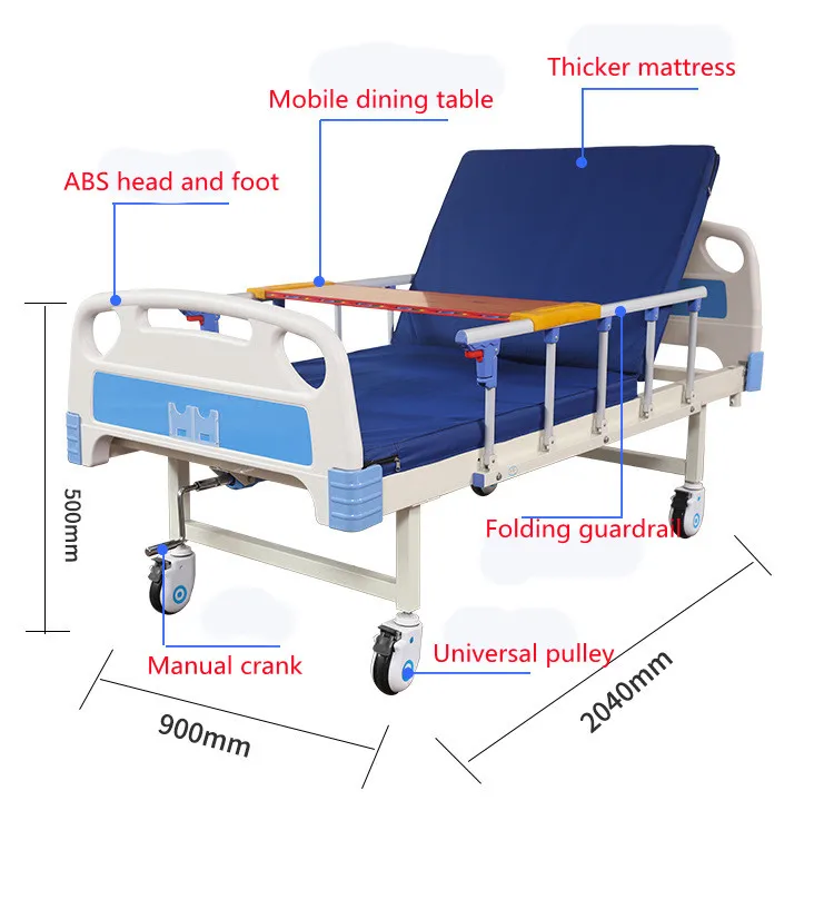 BAOYA Hot selling nursing bed 1 Crank Hospital Bed Manual Hospital Bed For Sale