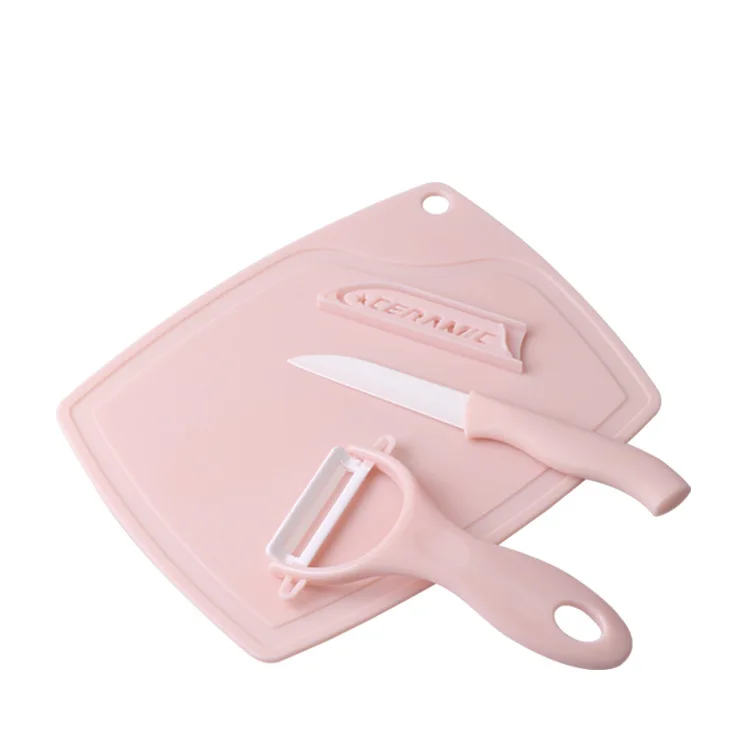 
Ceramic fruit knife vegetable board 3 pieces mini peeling melon planer plastic board set 