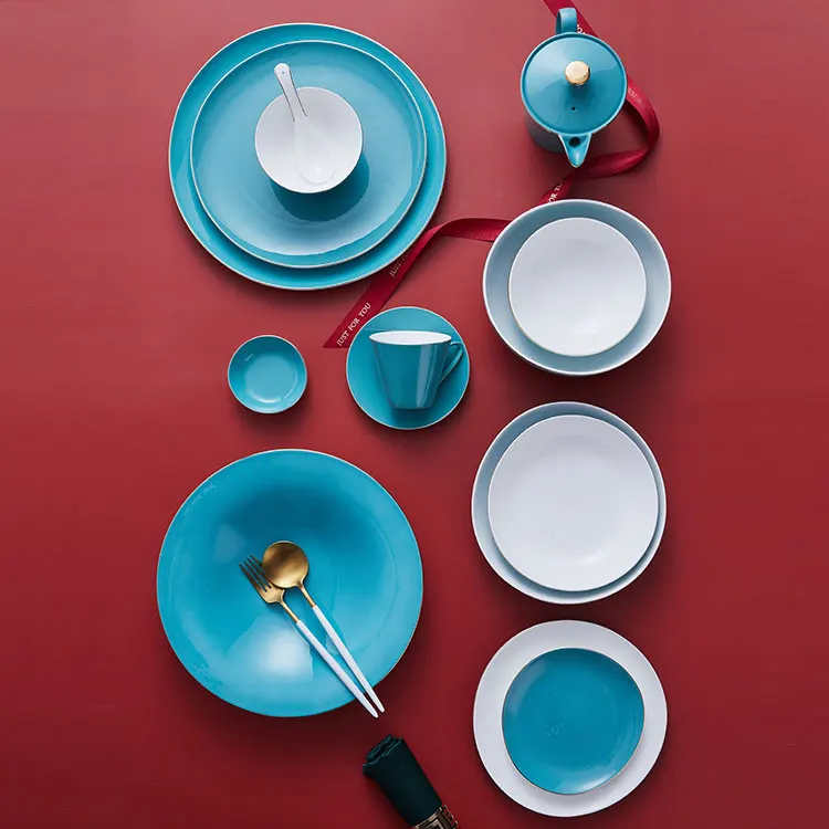 PITO Factory plates sets dinnerware home and kitchen wedding decoration Bone China tableware sustainable eco friendly Bone China