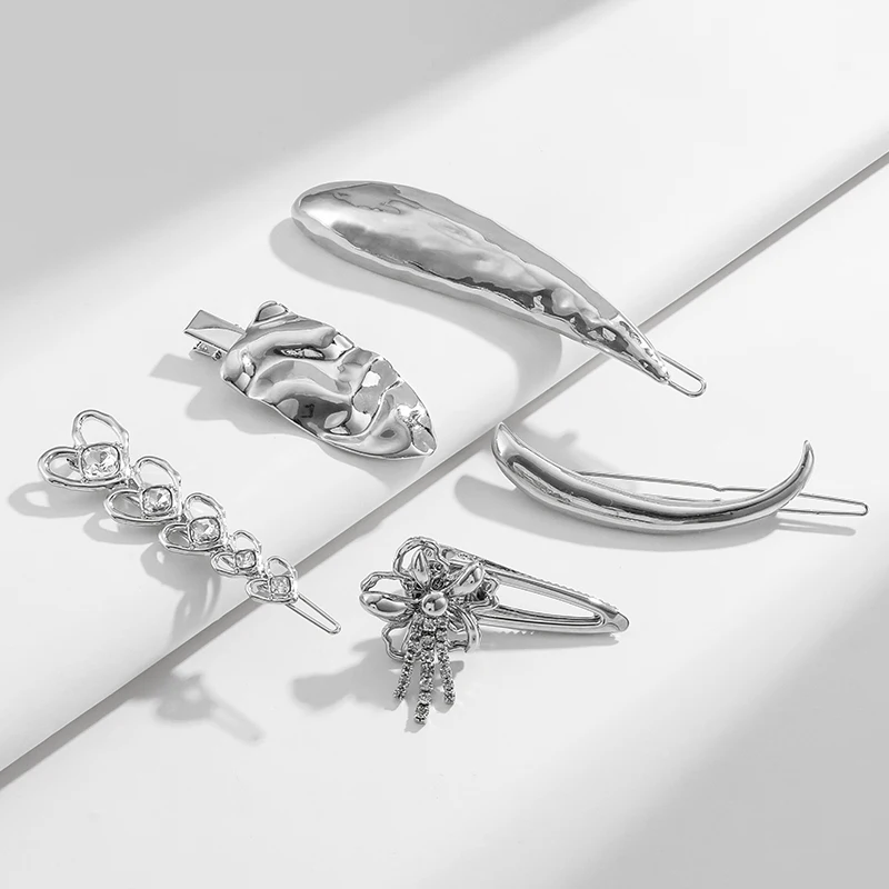 New 2023 Original Design Women Girls Accessory Melting Silver Metal Hair Clip Curl Stylish Metal Hair Pins Clip for Hair