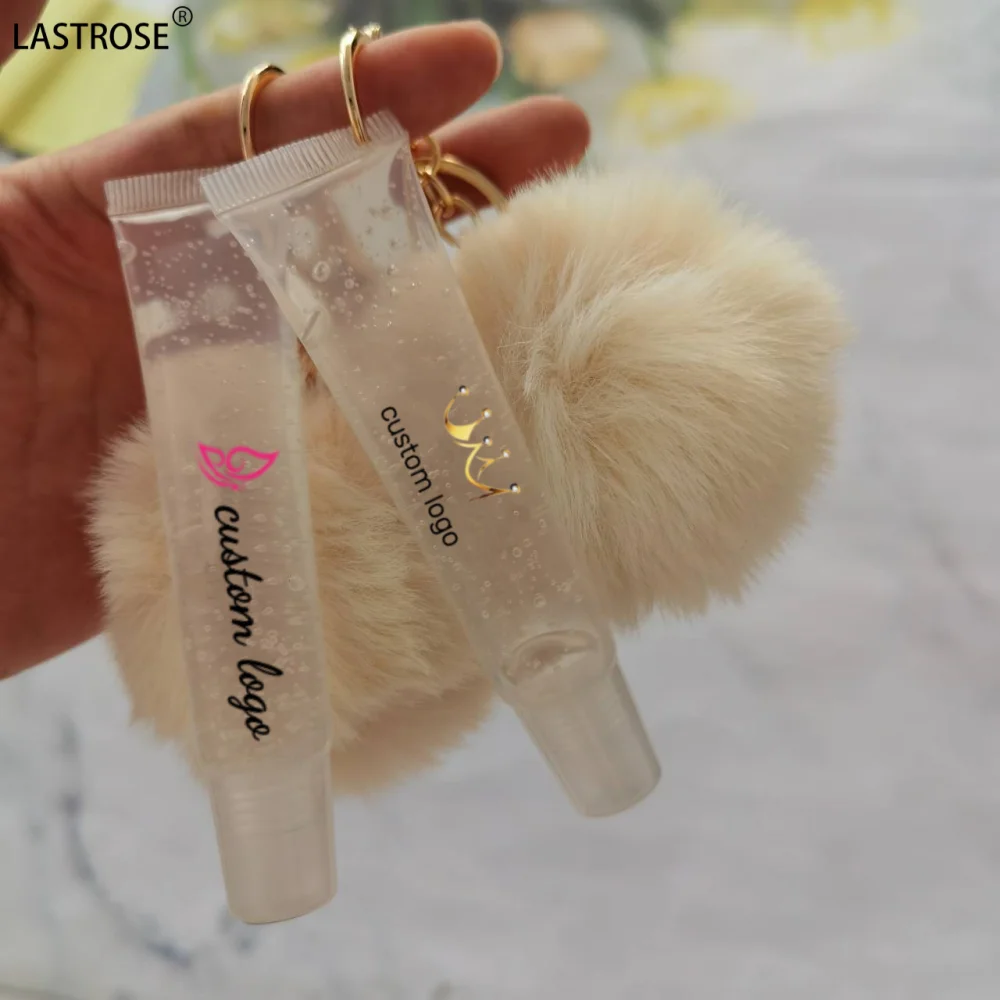 New Fruity lip gloss Transparent hose Hairball Chain Moisturizing Lip gloss wholesale Transparent lip balm print private logo