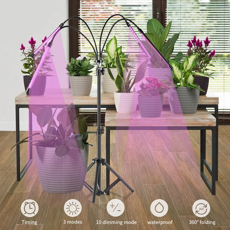 120cm LED Grow Light for Indoor Plants Plant Grow Light 10 Dimmable Levels and 3 Modes Timing led LED stand type grow light