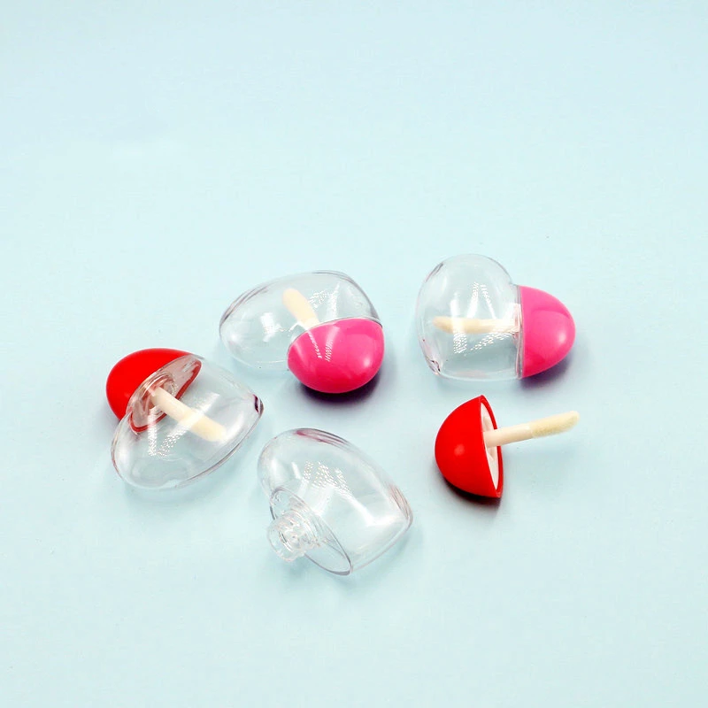 5ml empty heart shaped cute cosmetic Packaging plastic bottle lip gloss container oil tube