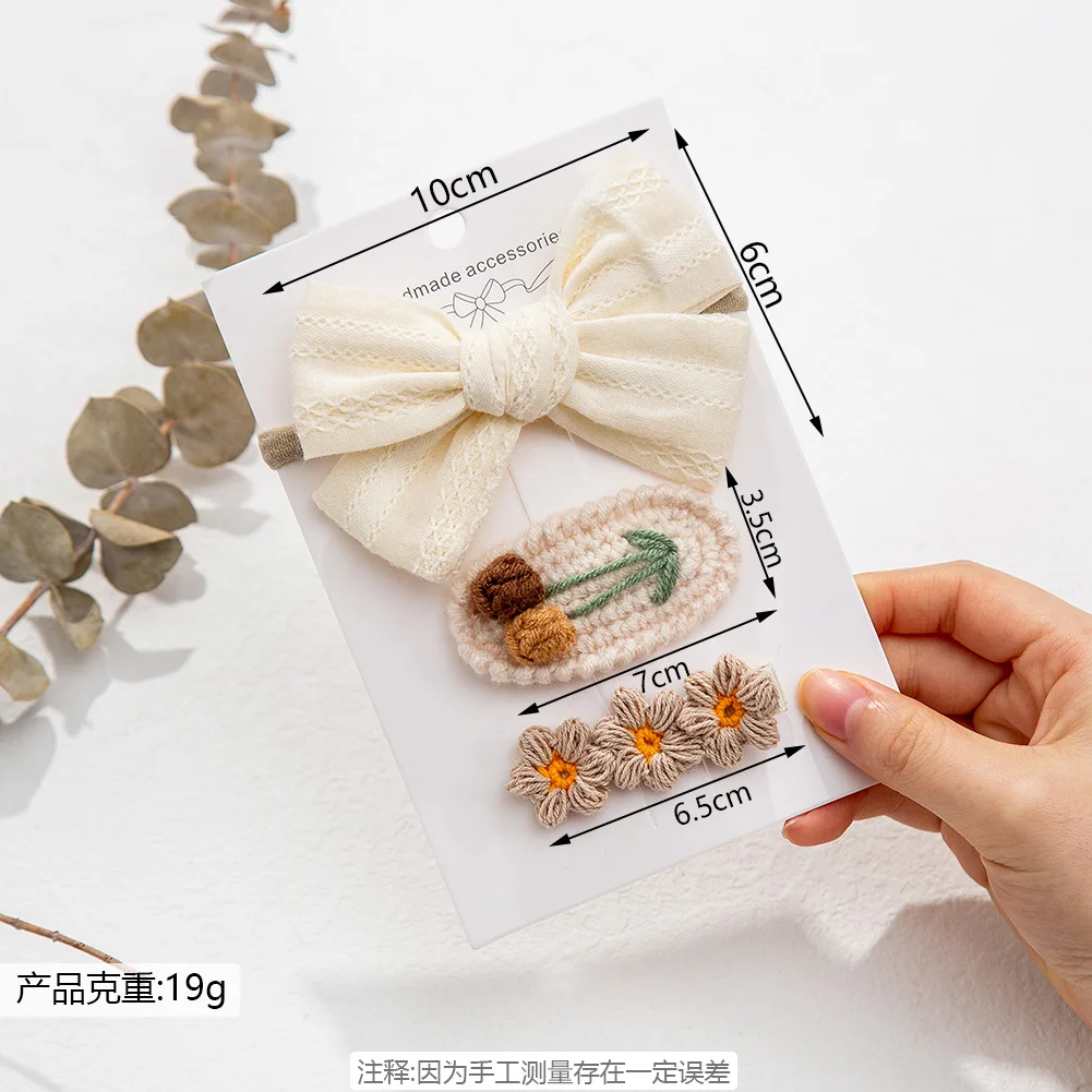 High Quality Girls Crocheted Lace Hairclip Set Floral Big Bow Baby Birth Gift Hair Accessories Sweet Girl Hair Clips Combination