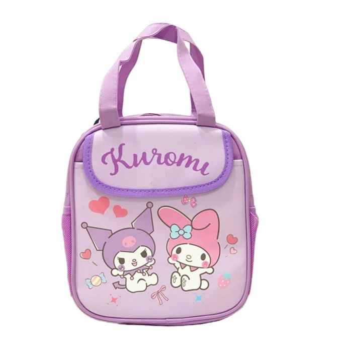 Kawaii Sanrioed Kuromi Lunch Bag My Melody Cinnmoroll Travel Thermal Breakfast Box School Child Large Capacity Tote Food Bag