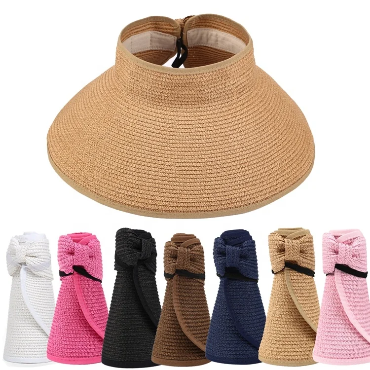 Wholesale Drop Shipping New Women Summer Visor Caps Femme UV Protection Hat Foldable Wide Large Brim Beach Sun Hat