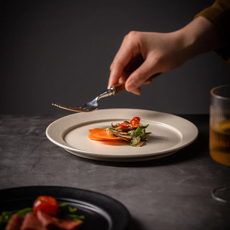 Classic White Ceramic Plate black matte porcelain dishes oven safe plate with low price online sale in India