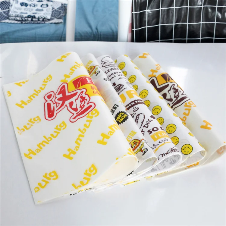 Custom Logo Restaurant Hamburger Paper Wrapping Food Paper For Packaging PE coating Greaseproof Paper