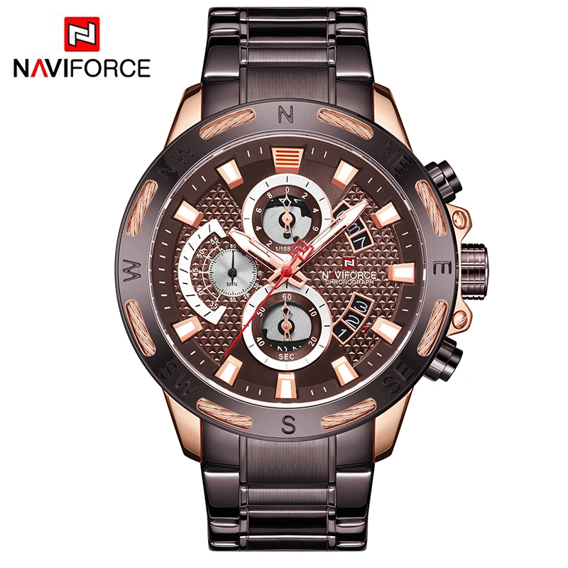 NAVIFORCE 9165 Men Sport Chronograph Watch NAVIFORCE Quartz Wrist Vintage Quartz Watches