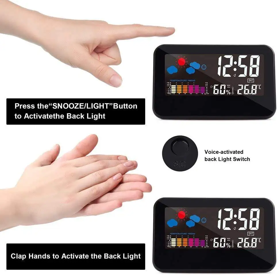 Smart Control Wireless Color LCD Weather Station Alarm Weather Barometer Thermometer Hygrometer Clock