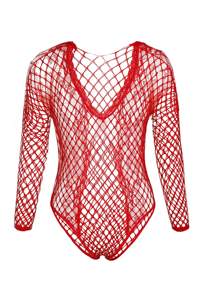 
Bodysuit nightwear fishing net teddy lingerie transparent mesh strappy 