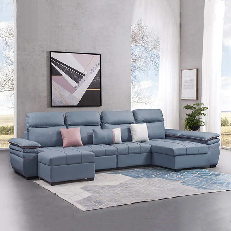 Hot Sale Modern Custom Deep Seating White Leather velvet Combination Sofa Set Furniture Living Room U Shape Sectional Sofas