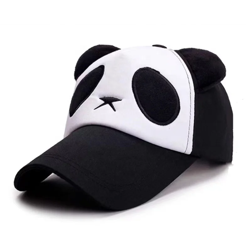 Cute Design Adjustable panda embroidery animal ears cotton kids hat baseball cap for children