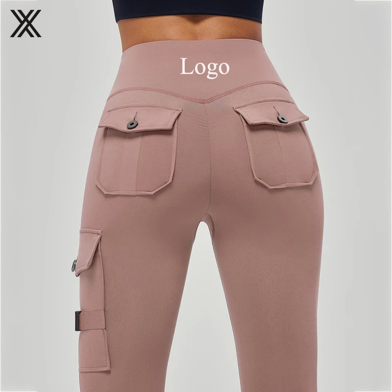 2023 New Design Custom Sportswear High Waist Cargo Fitness hot Yoga Pants Leggings with Pockets