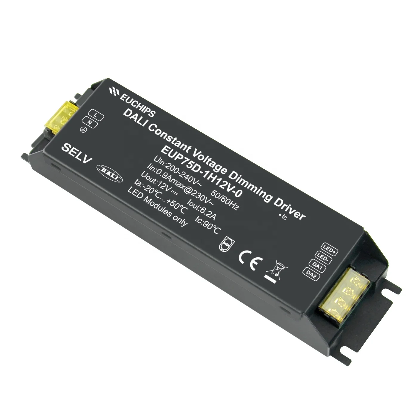EUCHIPS 75 Вт DALI постоянный драйвер затемнения напряжения 12 В затемняемый Светодиодный для светодиодных лент Touch Dim Driver