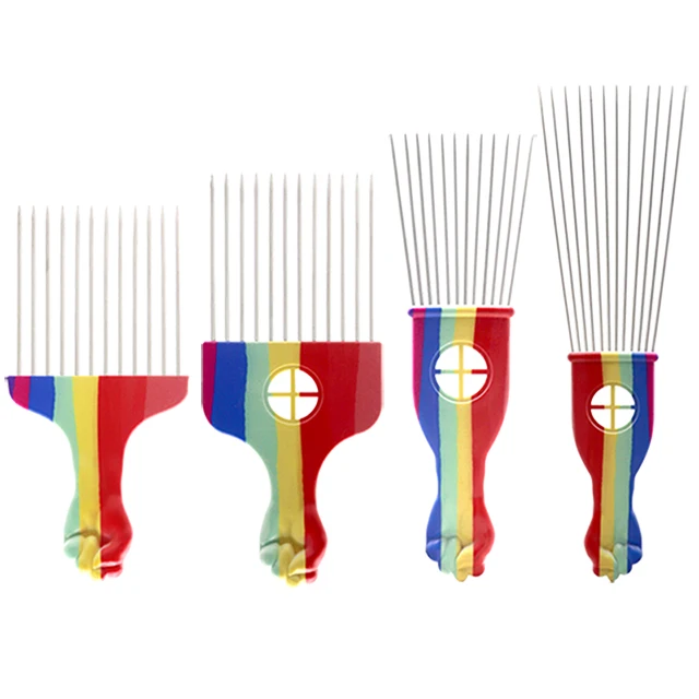 Новая цветная металлическая афро-расческа для волос 4 размера, афроамериканские булавки из нержавеющей стали, расческа-вилка