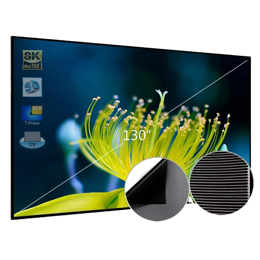 RC130 дюймов 16:9 лучшее качество ALR/CLR стационарный экран проектора T-Prism 3D 4K Ust Alr