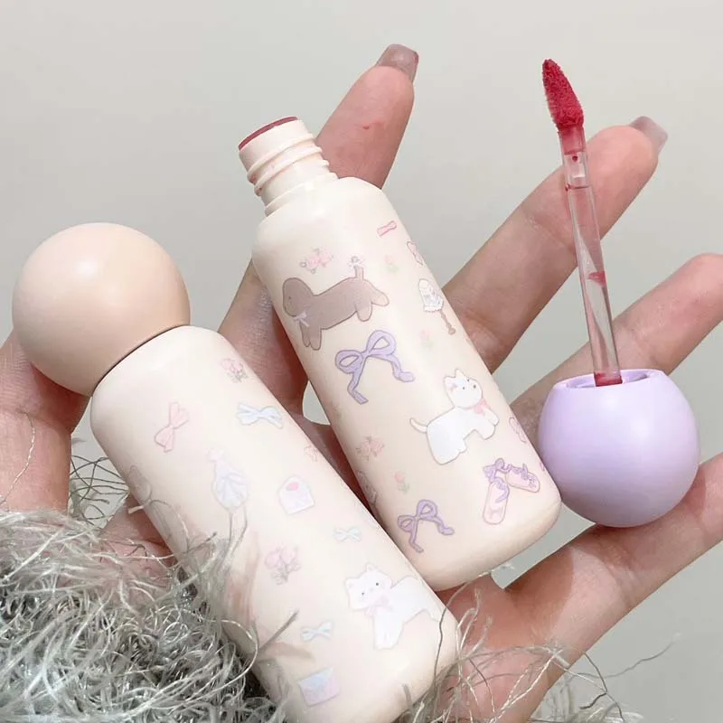 Liquid Lipstick Long Lasting Matte Lip Gloss 6 Color Fragrance Orange Mirror Lip Glaze Non-Stick Cup Glass Sexy Student