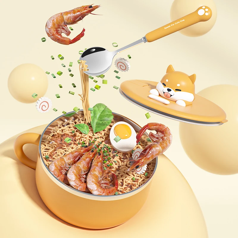 Новый дизайн милая миска для собак Детская 304 из нержавеющей стали 1200 мл мультяшная коробка завтрака лапши быстрого приготовления