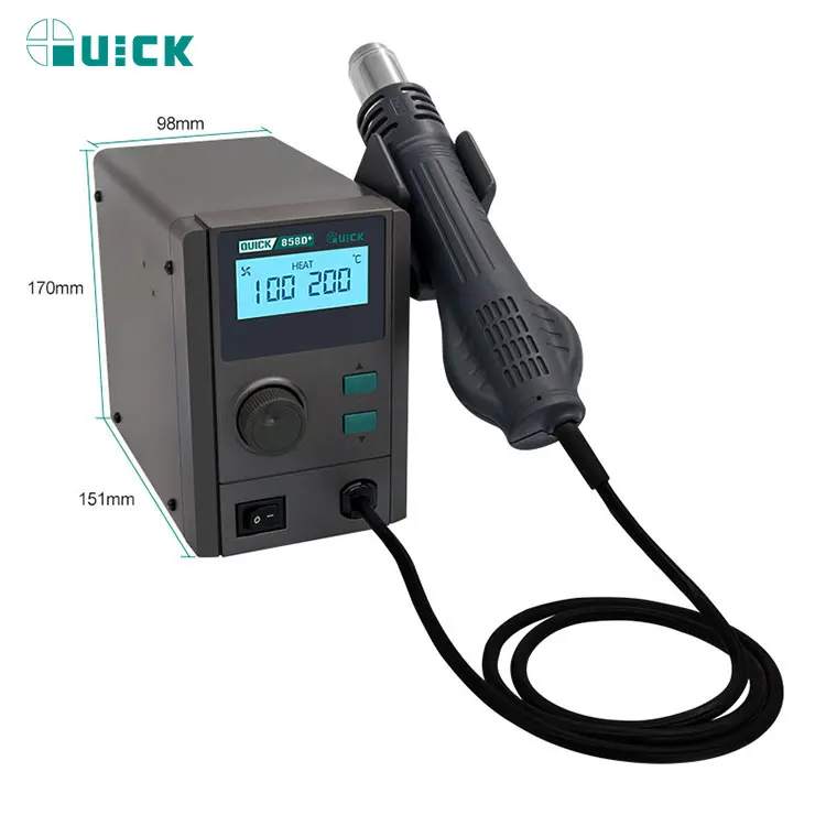 QUICK 858D+ 220V 700W Hot Air Soldering Station LED Digital Display Soft Wind Hot Air Heat Gun SMD BGA Rework Station tools