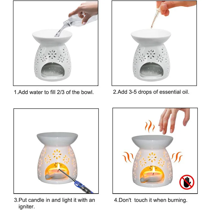 Essential Oil Burner Ceramic Non Electric Wax Melt Burners Candle Tealight Wax Candle Tart Warmer Diffuser Aroma Oil Burner