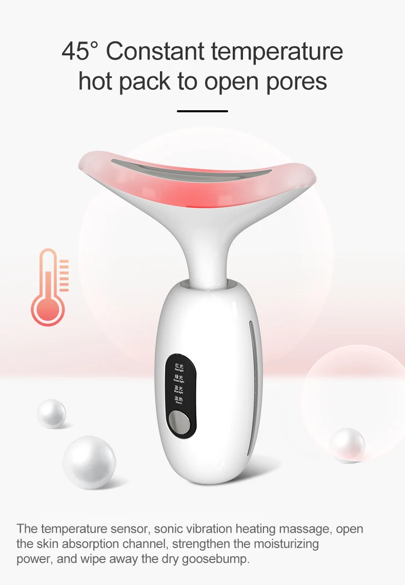 Hot products 2023 Neck Massage wrinkle removal Microcurrent Facial Massage Led Skin Tightening Device