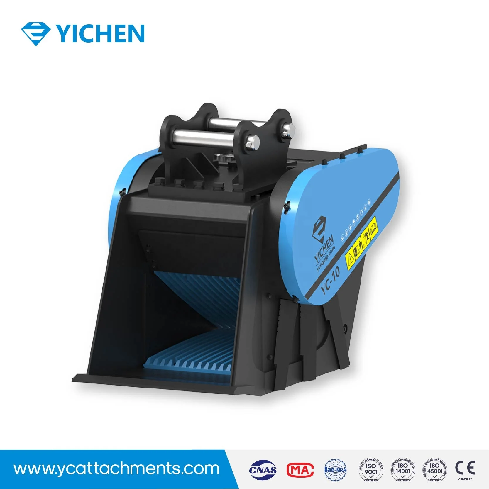 YC-10 Broken in Situ Compact Bucket Strong Structure Jobsite Jaw Stone Crushing Machine for Loader Attachment