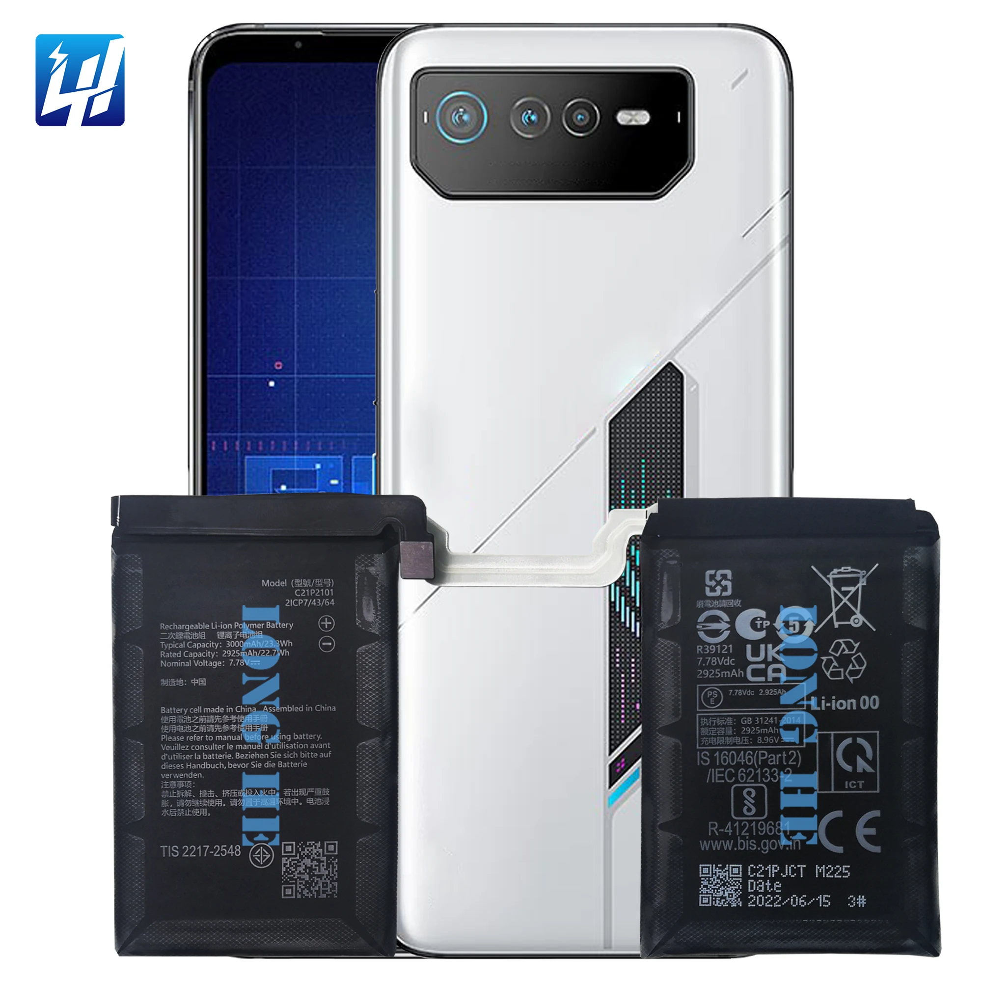 New 6000mAh Replacement Battery For Asus R0G phone 6 phone battery C21P2101 phone batteries