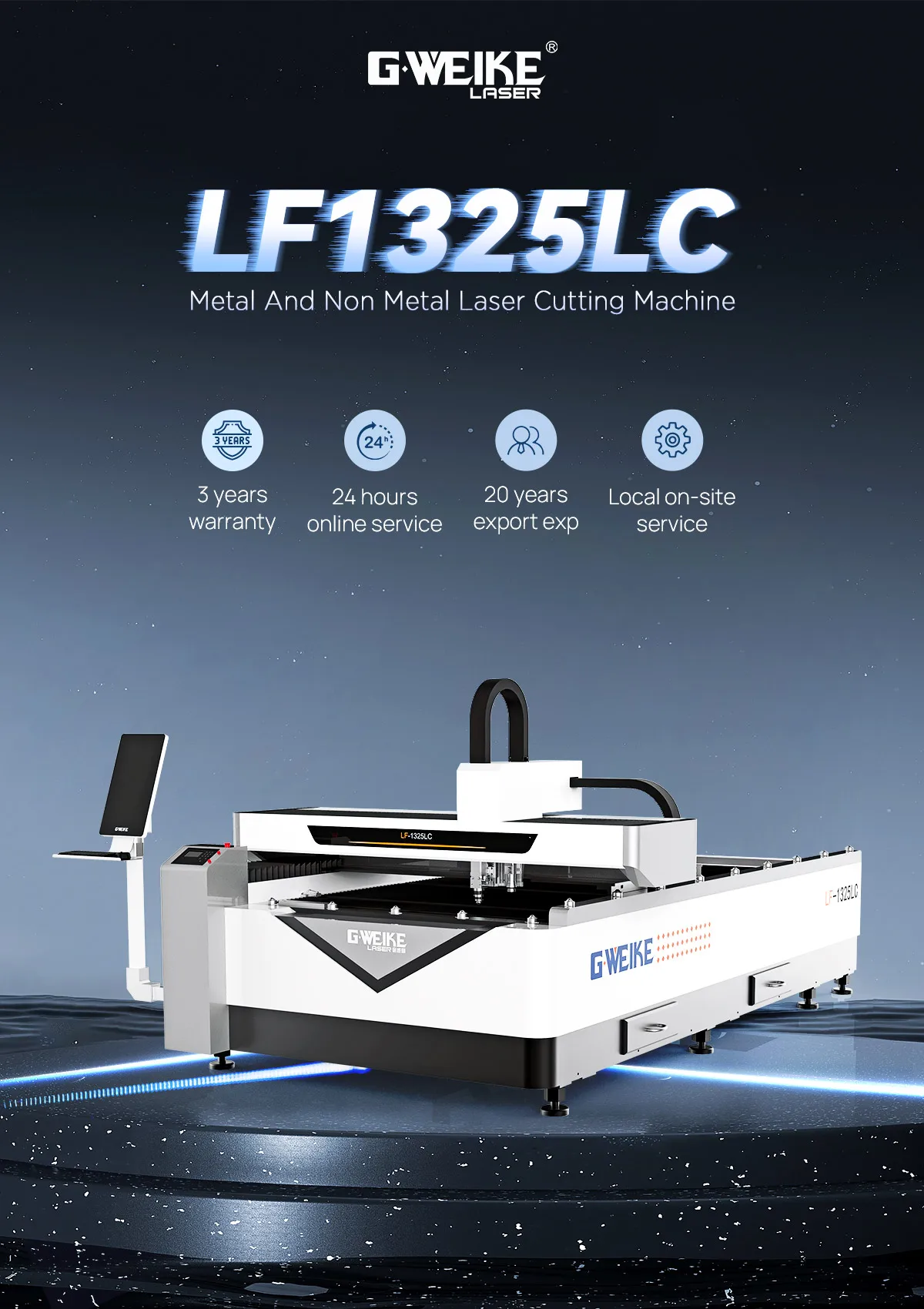 G.WEIKE 8 feet x 4 feet up to 1.5kw Fiber Laser plus co2 laser dual laser cutting machine for cutting metal and non-metal