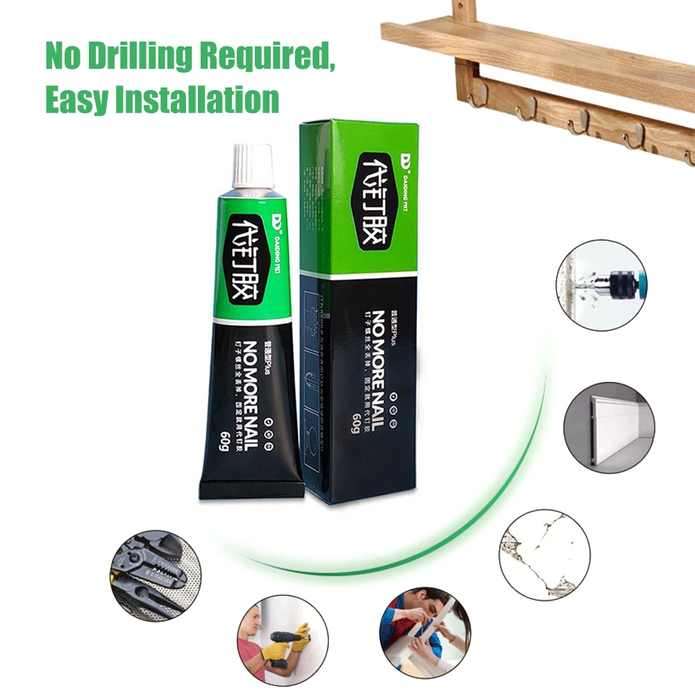 60g All-purpose Glue Quick Drying Glue Strong Adhesive Sealant Fix Glue Nail Free Adhesive for Plastic Glass Metal Ceramic