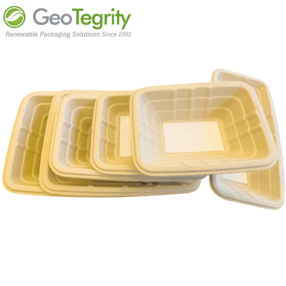 Customized Biodegradable Sugarcane Pulp Meat Tray Bagasse Meat Tray With Absorbent Pad