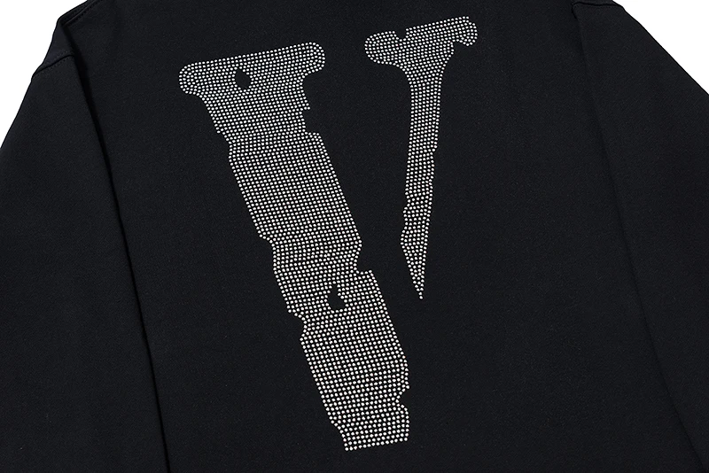 Men 80 cotton 20 polyester  hoodies Vlones fleece drop shoulder rhinestone custom hoodie for men