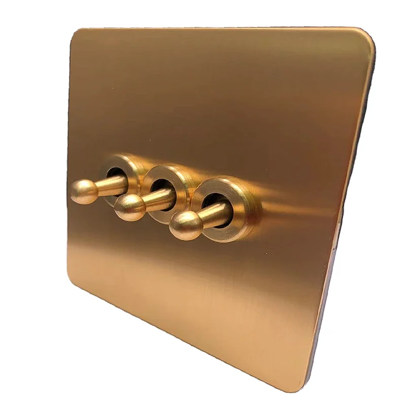 Электрические выключатели и розетки, настенный выключатель, стандарт Великобритании на заказ, 1 панель из нержавеющей стали, Электрический латунный выключатель света
