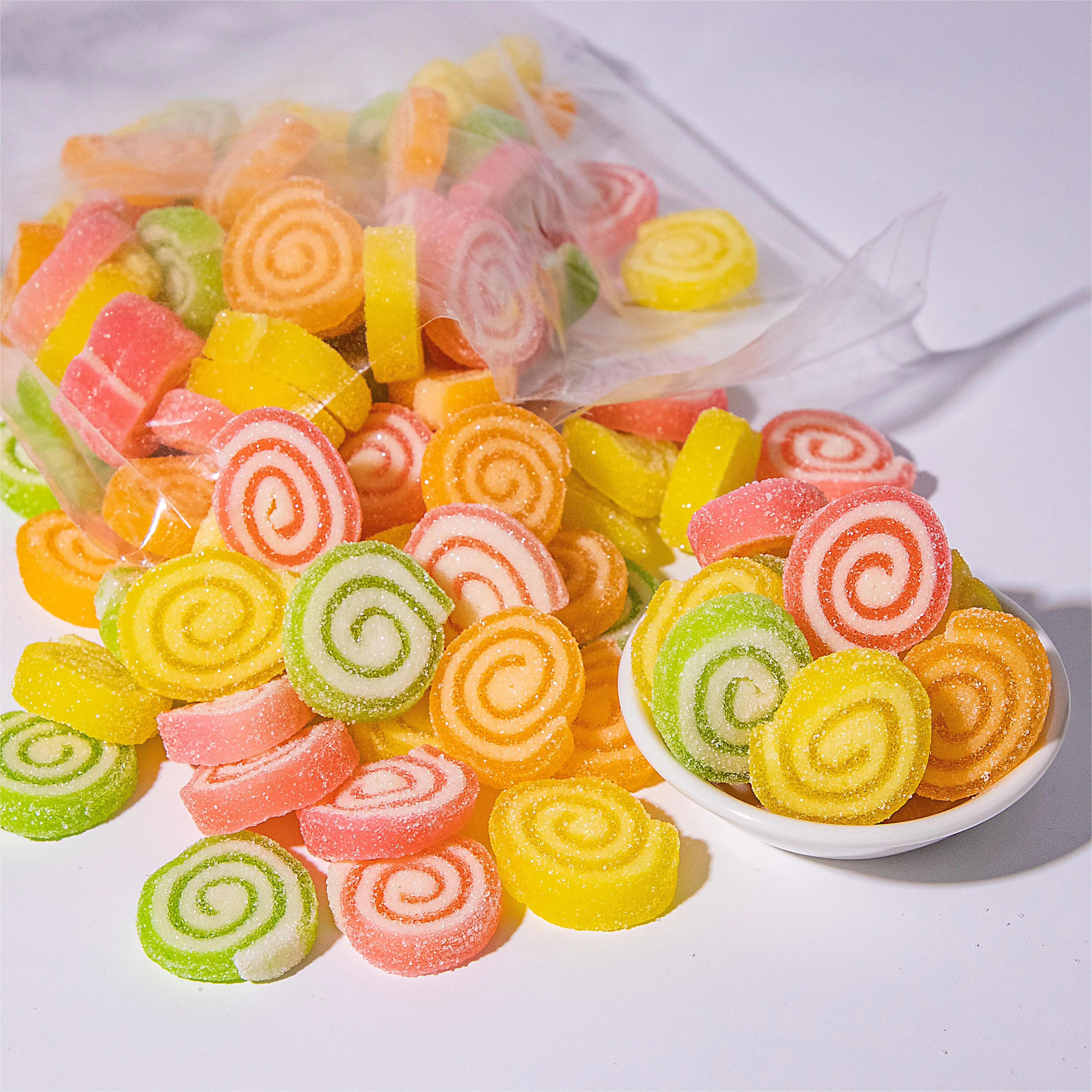 Wholesale Bulk Halal Sugar Coated Customized Circle Shaped Gummy Candy