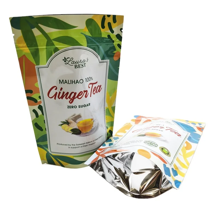 Custom Food Packaging Waterproof Biodegradable Plastic zipper pouch with logos