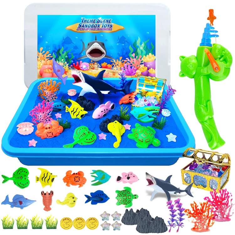 Wholesale children non-toxic sandbox excavator toy kids sensory bin activity toy dinosaur model space sand dynamic sand play set