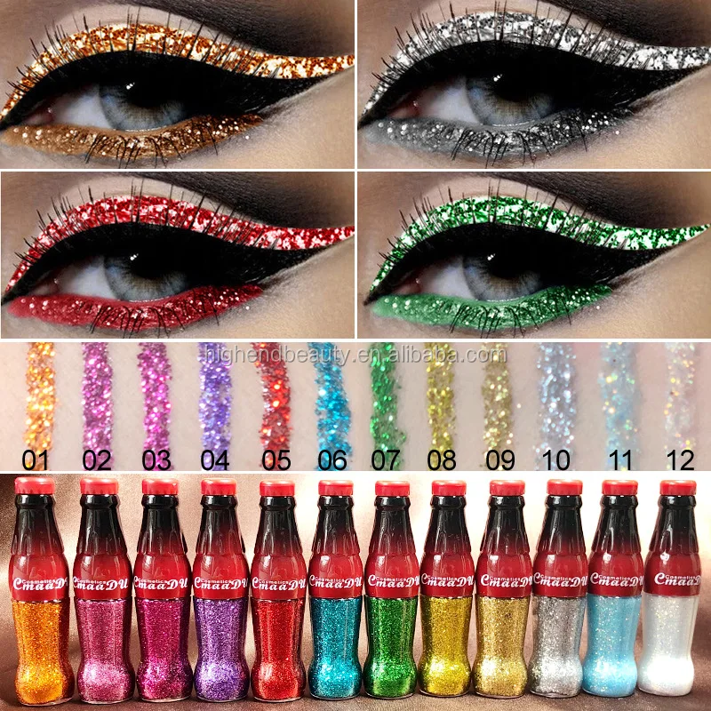 Manufacturing waterproof eyeliner makeup glitter eyeliner 12 colors avaible on sale with cheap factory price