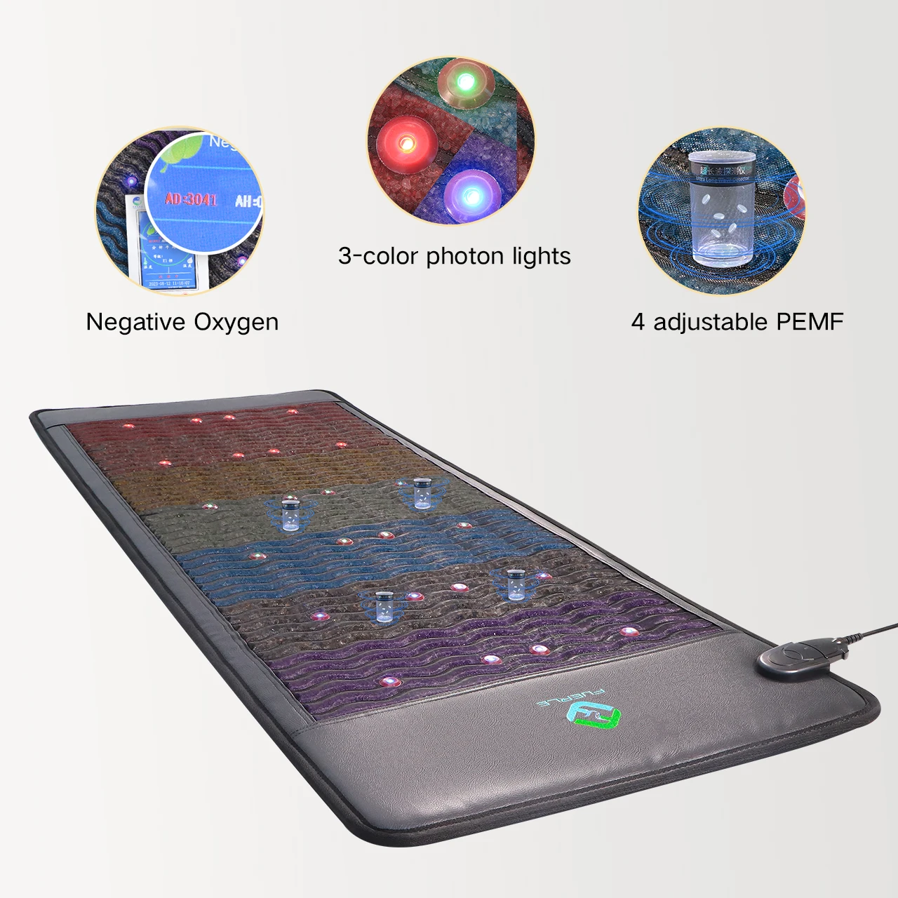 FUERLE Pemf Magnetic Therapy Amethyst Stone Crystal Mat Infrared Massage Mat With Heating Full-body Infrared Pemf Mat