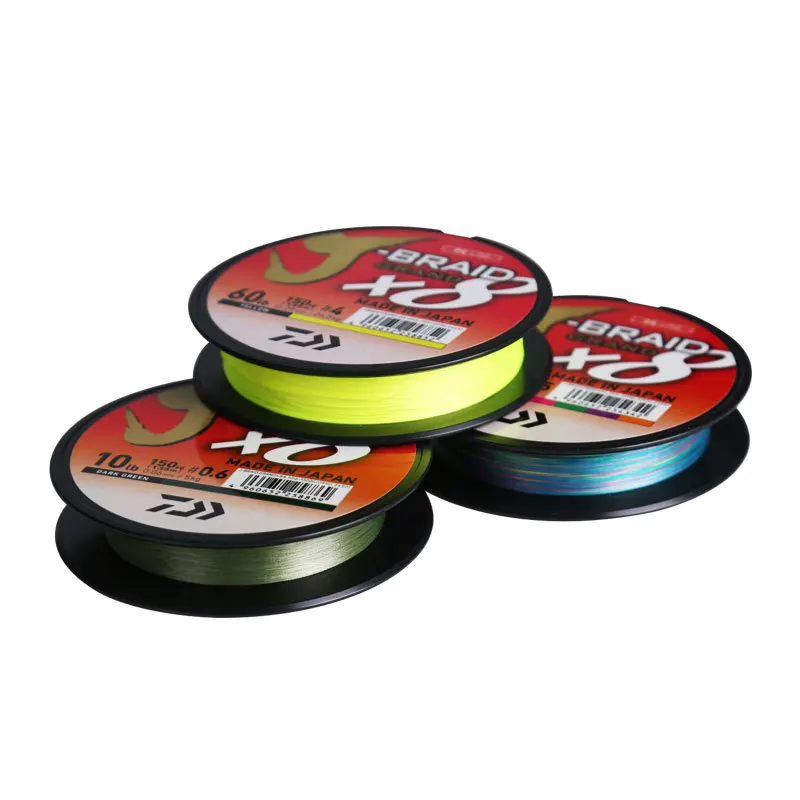 New DAIWA J-BRAID GRAND X8 150m Braided Fishing Line PE 10Lbs up to 100Lbs With Extra Scissors Chartreuse Green Multi Color