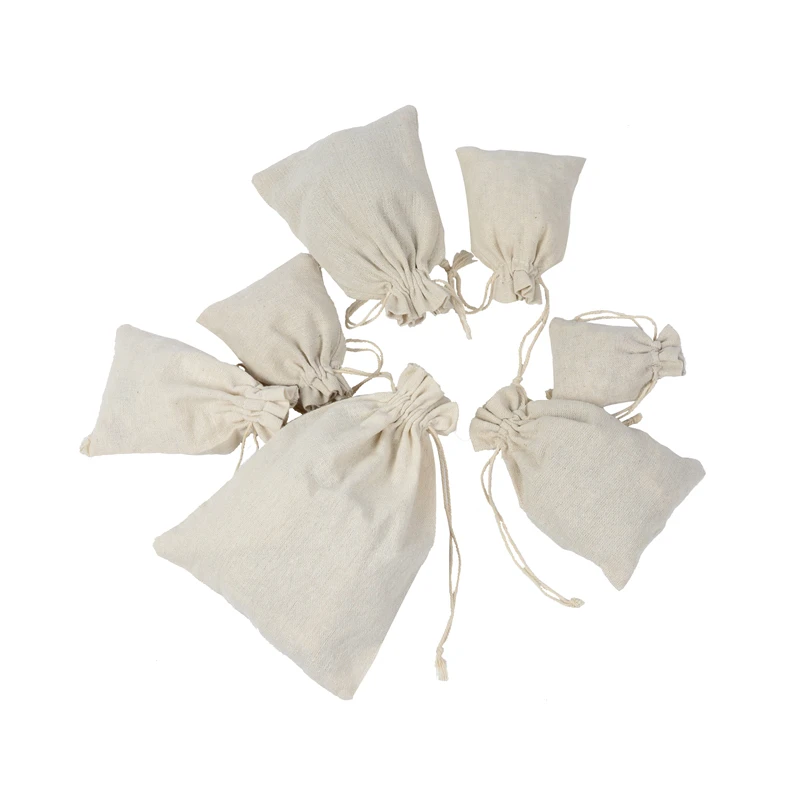 Cloth organic linen cotton drawstring jewelry pouch bag