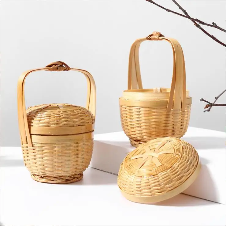Wholesale Bamboo Products Hand-made By Traditional Methods Bamboo Basket Plate Promotional Gift Storage Box Custom Size
