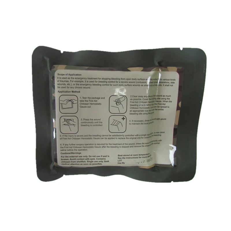 kaoline gemostatic x-ray gauze for emergency bleeding control