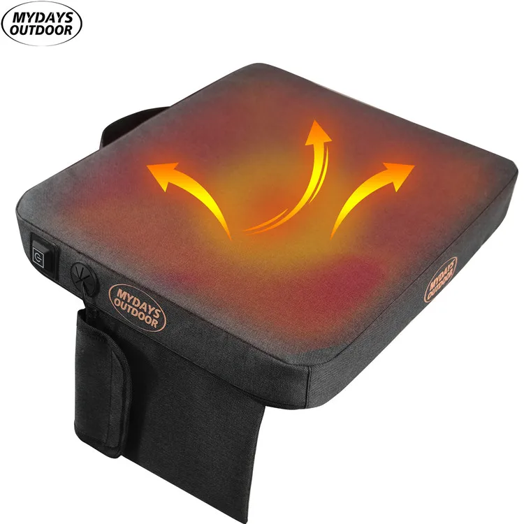 Mydays Outdoor Frosted Waterproof 600D Cationic Oxford USB Heated Stadium Cushion Seat Pad for Camping Hunting