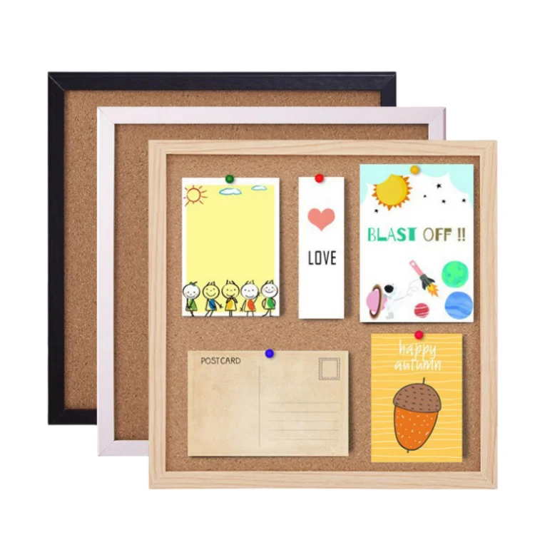 Custom 30*30 CM Square Wooden Frame Memo Cork Bulletin Board