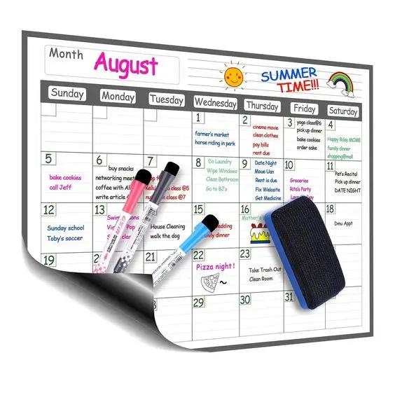 Magnetic Dry Erase Calendar Whiteboard Fridge Magnet Daily Message Stickers For Organizer Schedule Planner