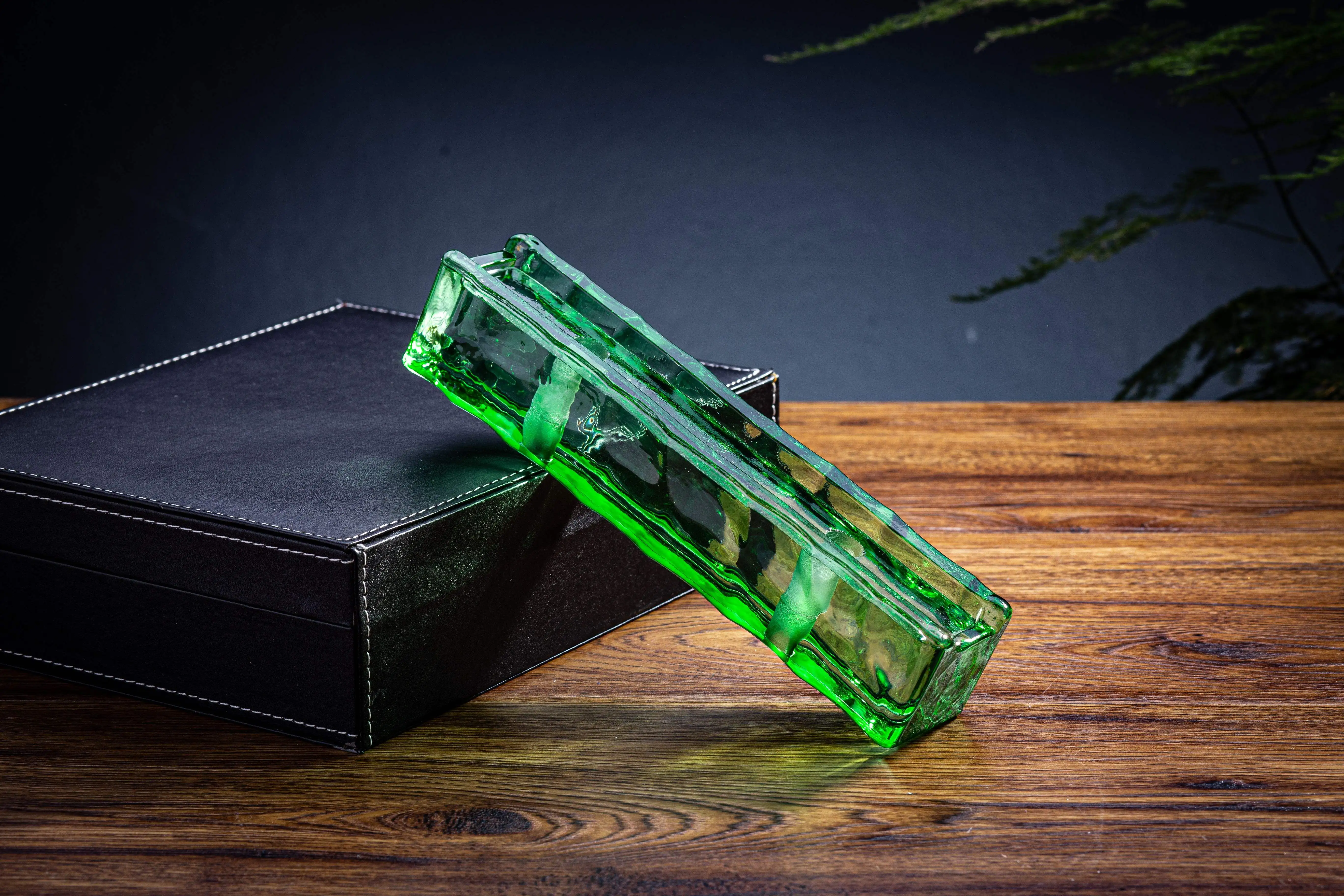 JYG 240x50x50mm Rectangular solid crystal glass brick with two holes for bar building decorative