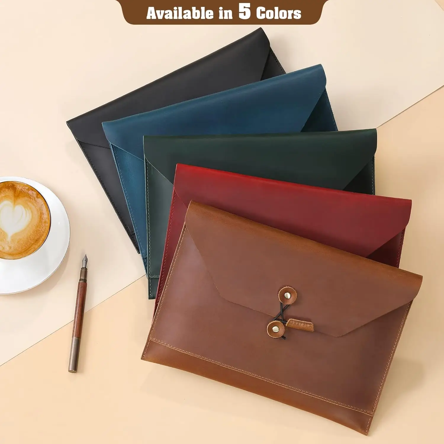 Leather Portfolio Organizer For 9 to 11 Inch Tablets Mailing Envelope Document Holder