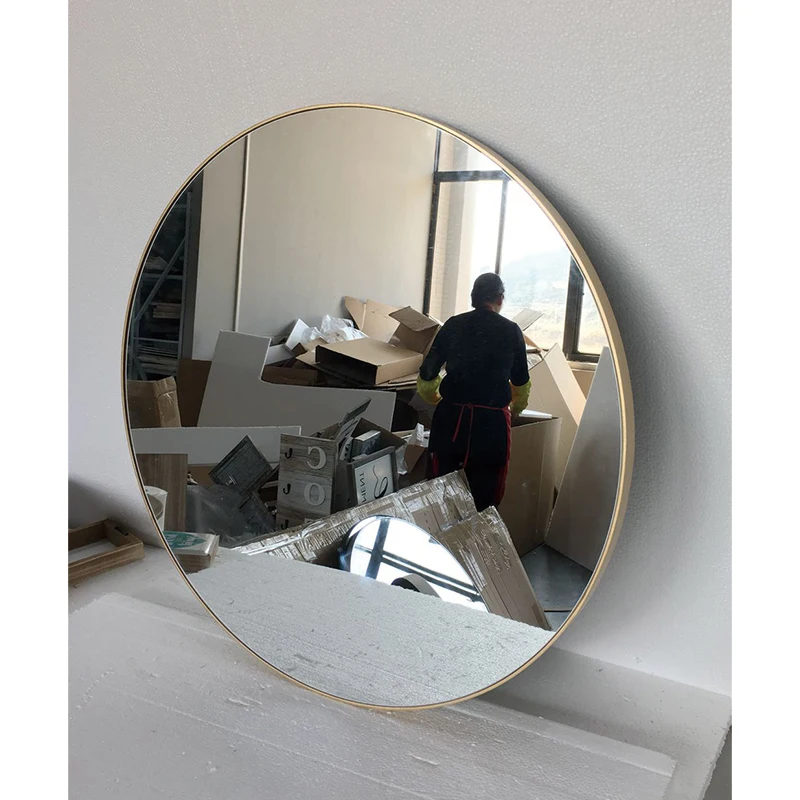 Modern design with metal frame home decor luxury round mirror wall decor plain modern living room wall mirror