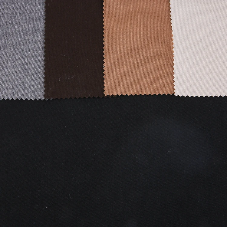 Zhejiang factory hot sale recyclable 4way stretch fabric 79%POLY 17%RAYON 4%SP woven TR Manolana fabric for garments